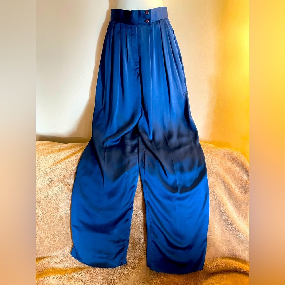 Vintage Feizal Virani designer 100% Silk pants with pockets​